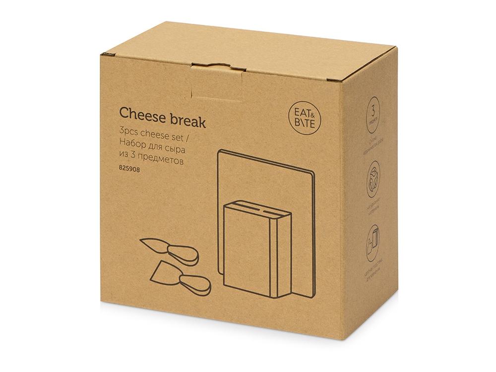 Набор для сыра Cheese Break: 2  ножа керамических на  деревянной подставке, керамическая доска-13