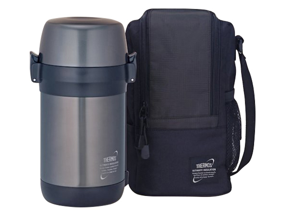 Термос из нерж.стали с пластиковыми контейнерами и ложкой тм THERMOS JLS-1601 Food 1.6L, серый-1