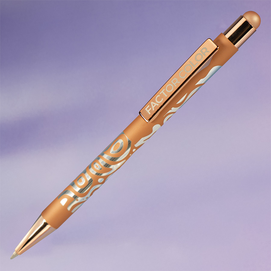 Ручка шариковая FACTOR COLOR со стилусом, золотой, золотистый-1