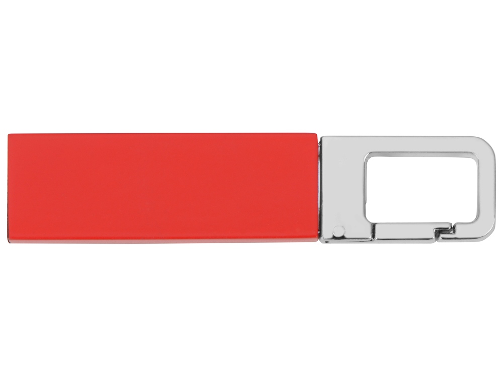 Флеш-карта USB 2.0 16 Gb с карабином Hook, красный/серебристый-1