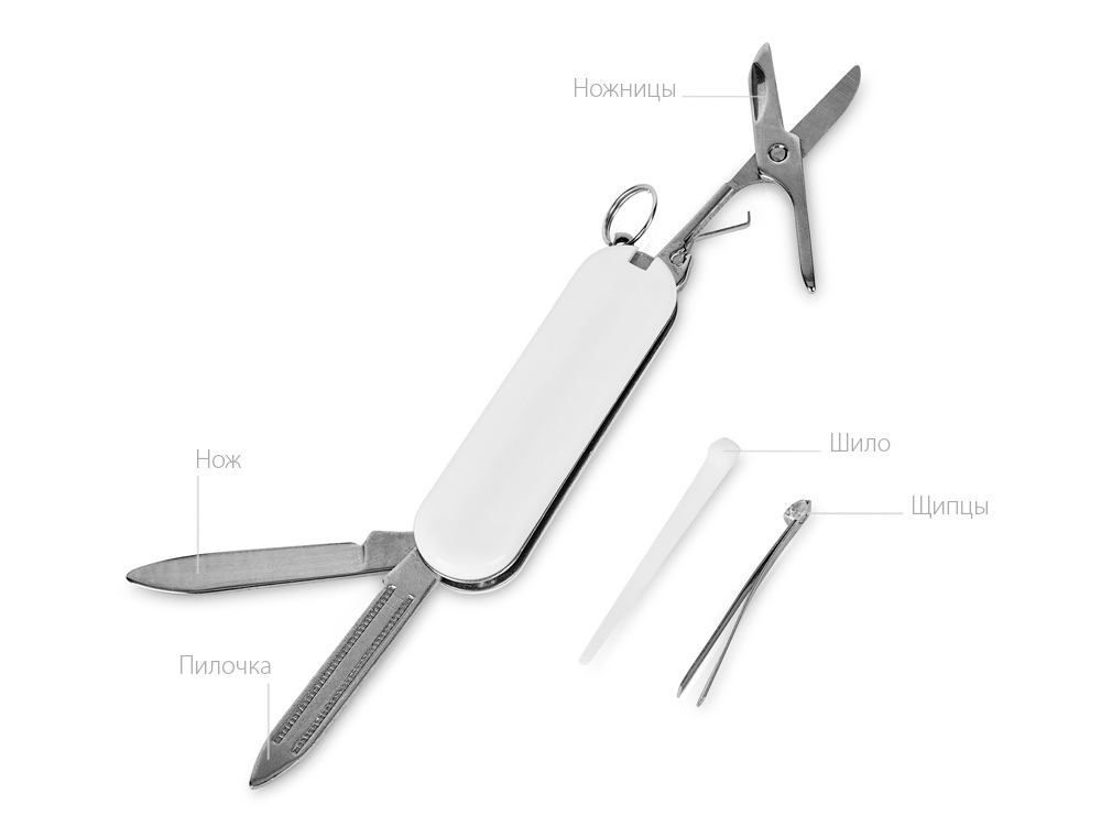 Мультитул-брелок 5-в-1 Pinny, белый-2