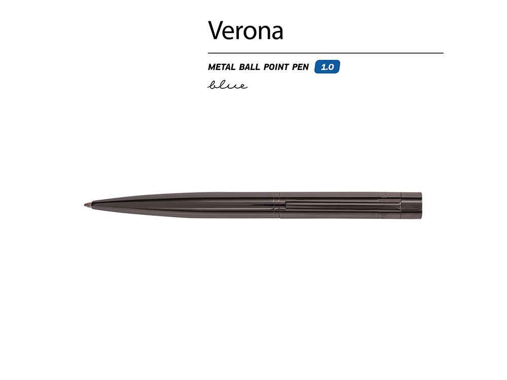 Ручка шариковая автоматическая BrunoVisconti VERONA цвет корпуса вороненая сталь, 1 мм, синяя-1