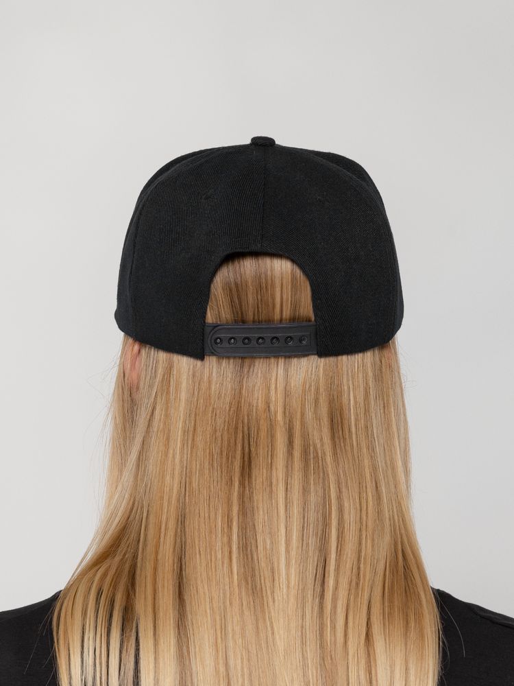Бейсболка Snapback с прямым козырьком, черная-5