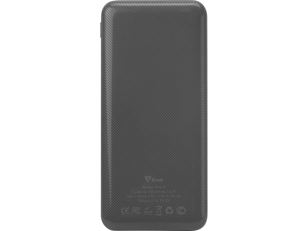 Внешний аккумулятор Evolt Mini-5, 5000 mAh, серый-4