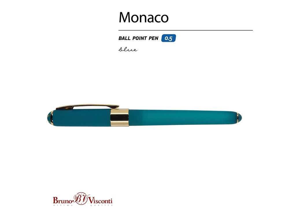 Ручка пластиковая шариковая Monaco, 0,5мм, синие чернила, морская волна-1