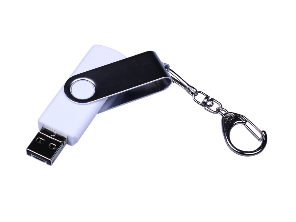 USB-флешка на 32 Гб поворотный механизм, c двумя дополнительными разъемами MicroUSB и TypeC, белый-1