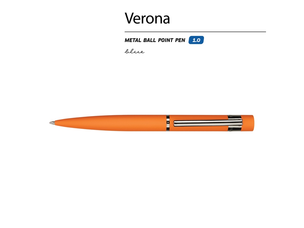 Ручка шариковая автоматическая BrunoVisconti VERONA цвет корпуса оранжевый, soft-touch, 1 мм, синяя-1