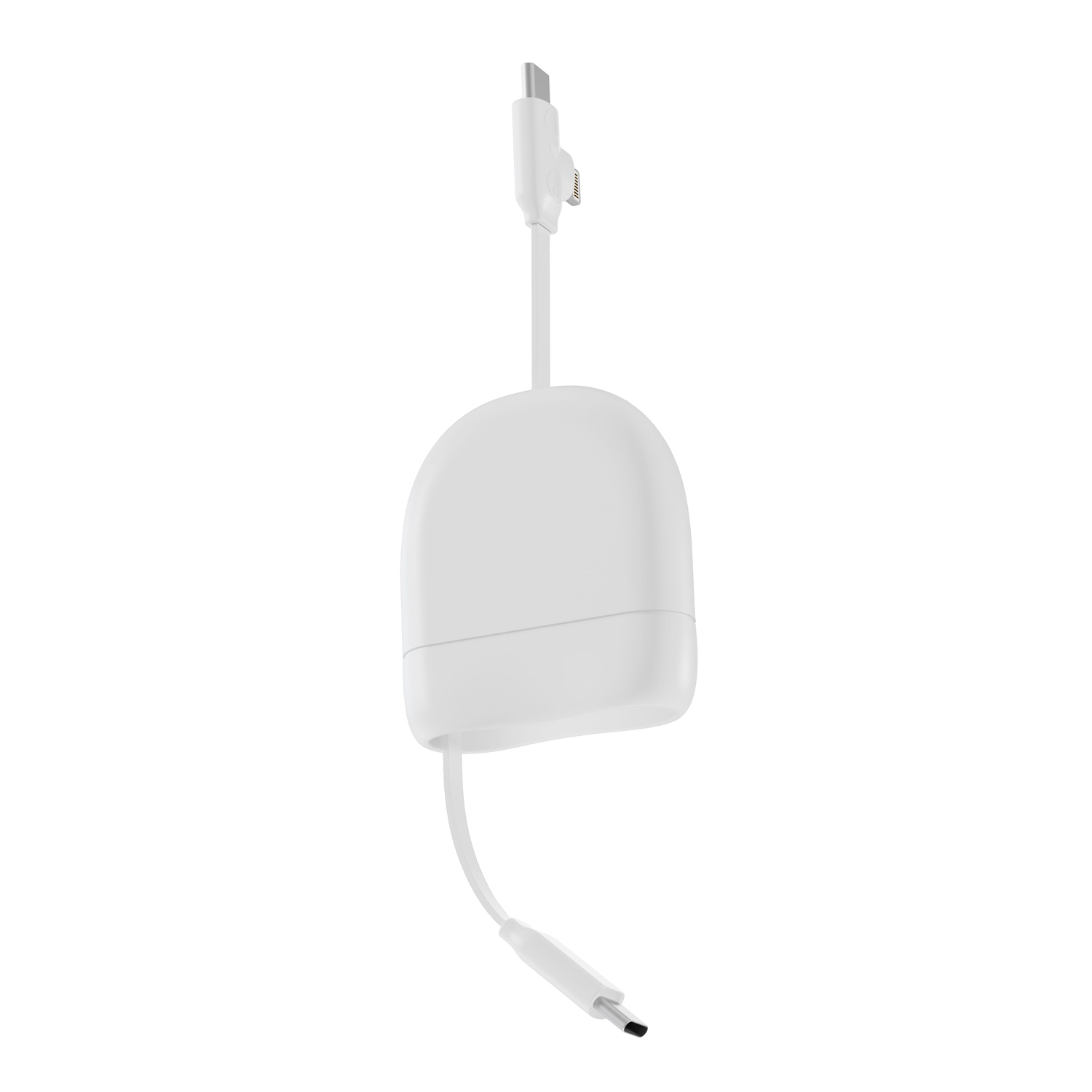 Кабель Xoopar ICE-R с ретрактором 2 в 1, разъёмы USB-C и Lightning, 60 Вт, белый-0