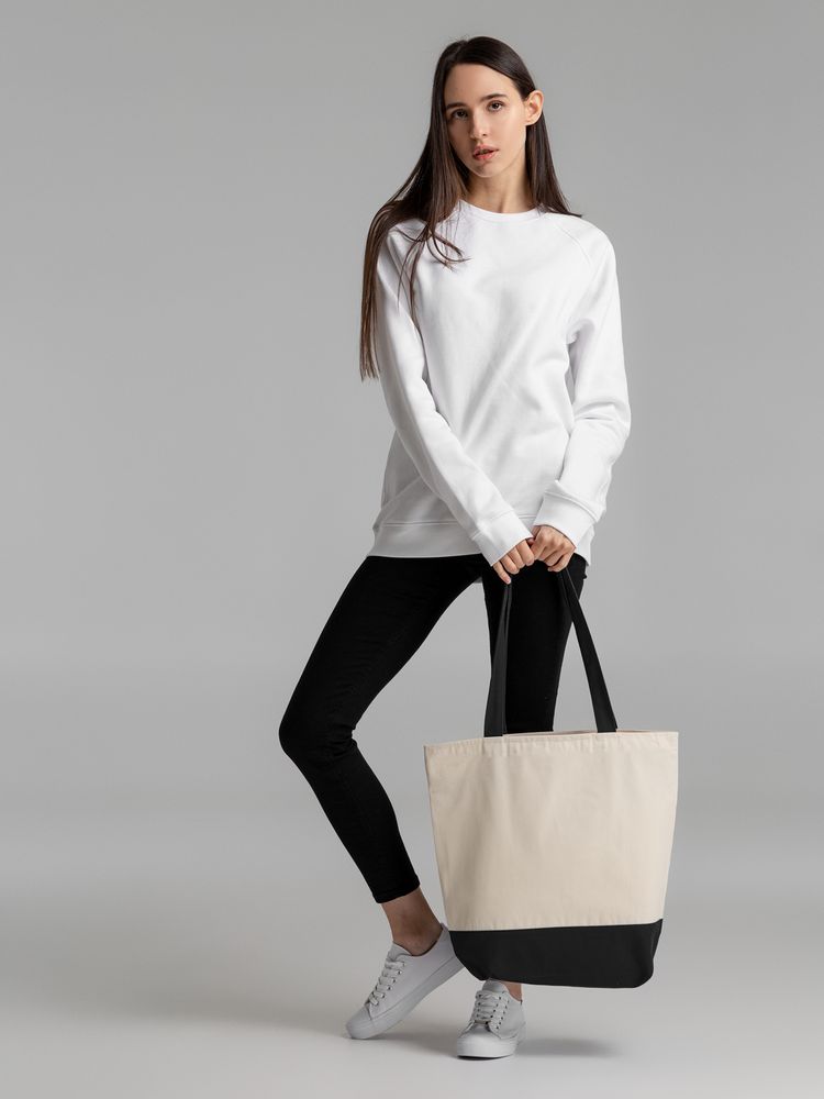 Сумка для покупок на молнии Shopaholic Zip, неокрашенная с черным-4