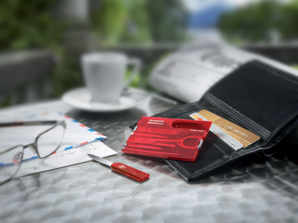 Швейцарская карточка VICTORINOX SwissCard Classic, 10 функций, полупрозрачная красная-5