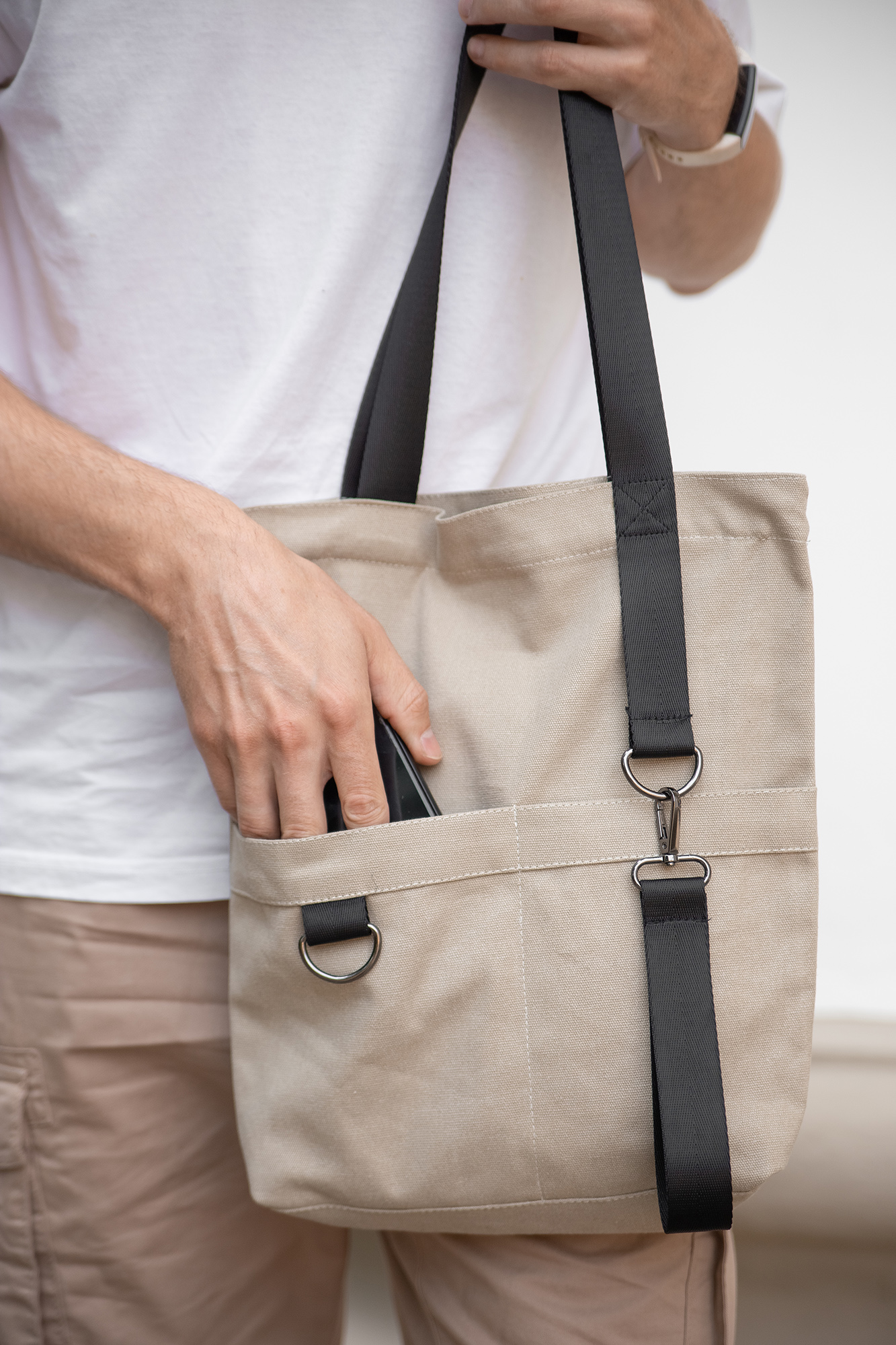 Шоппер Superbag ZIP, с двумя карманами и молнией (песочный)-7