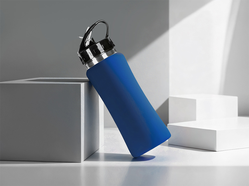 Подарочный набор с бутылкой для воды и повербанком С1, 5000 mAh, темно-синий-3