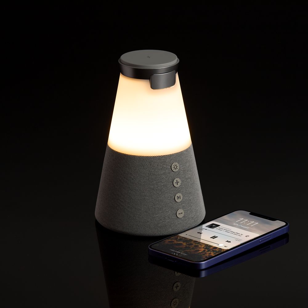 Bluetooth-колонка с беспроводной зарядкой и подсветкой Cone Sonance, серая-5