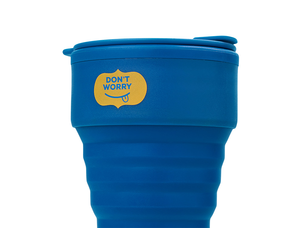 Силиконовый складной стакан GoCup, синий индиго, тампопечать-1