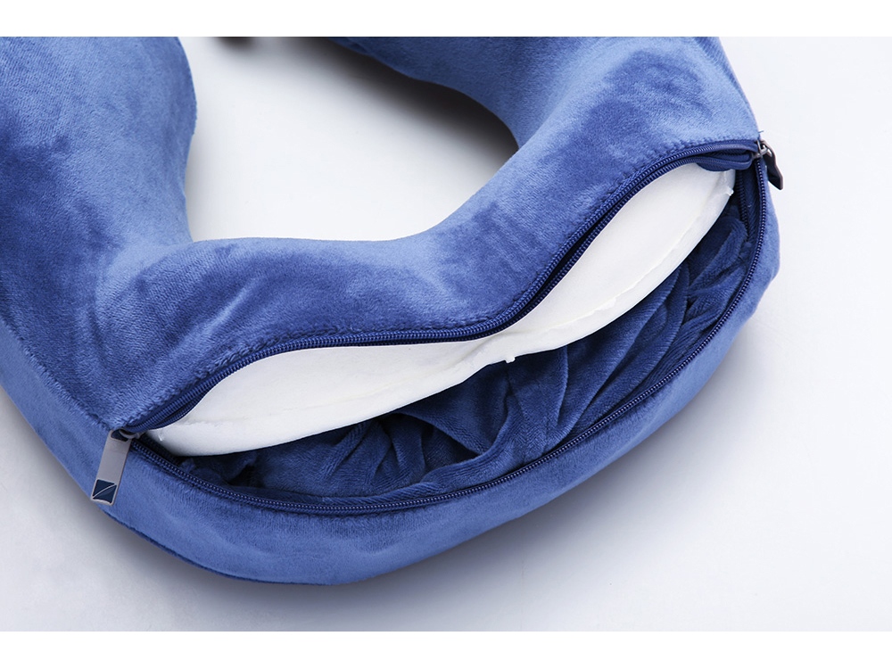 Подушка для путешествий с эффектом памяти, с капюшоном Hooded Tranquility Pillow, синий-6