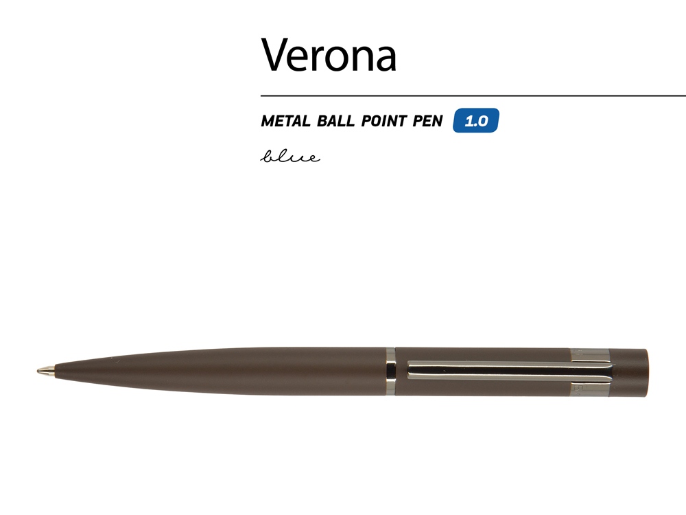 Ручка шариковая автоматическая BrunoVisconti VERONA цвет корпуса коричневый, soft-touch, 1 мм, синяя-1