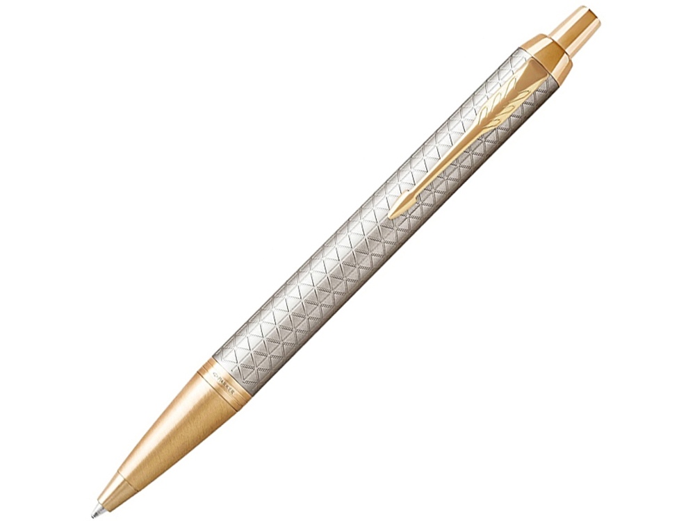 Шариковая ручка Parker IM Premium Warm Silver (grey)  GT, стержень: M, цвет чернил: blue, в подарочной упаковке.-0