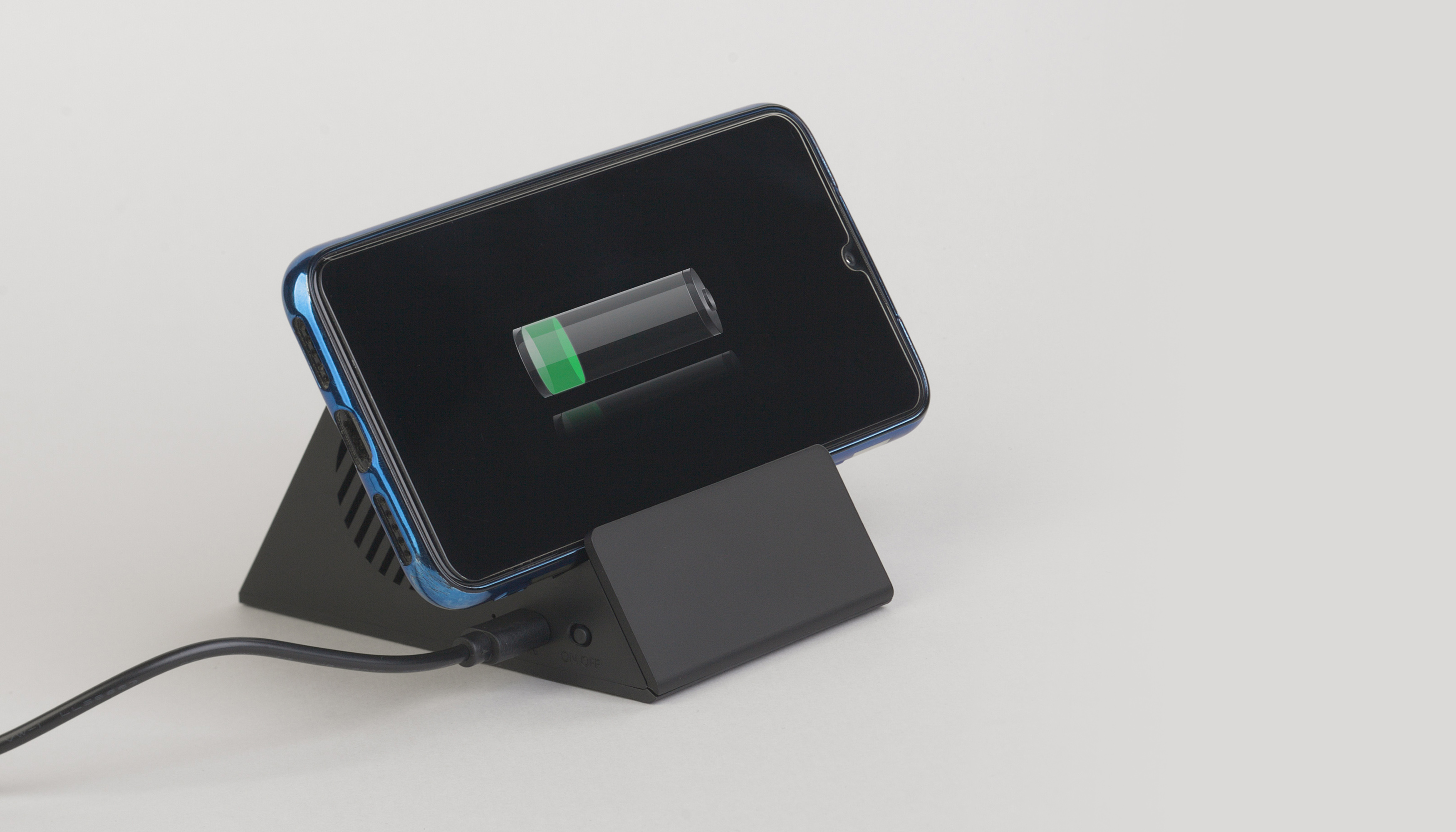Bluetooth колонка-подставка "Rock" 3Вт с беспроводным зарядным устройством и подсветкой логотипа-2