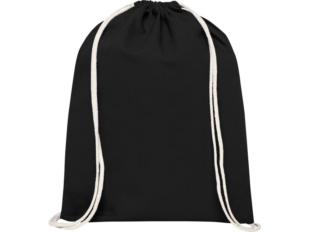Рюкзак со шнурком Tenes из хлопка плотностью 140 г/м2, черный-1