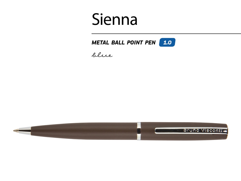 Ручка Sienna шариковая  автоматическая, коричневый металлический корпус soft-touch, 1.0 мм, синяя-1