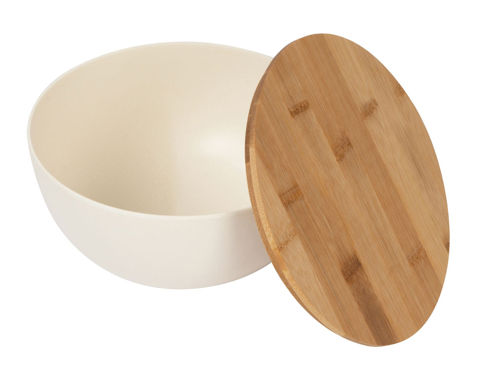 Салатник Bowl с бамбуковой крышкой, бежевый-1