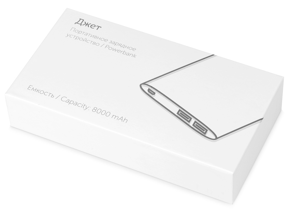 Портативное зарядное устройство Джет с 2-мя USB-портами, 8000 mAh, черный-6