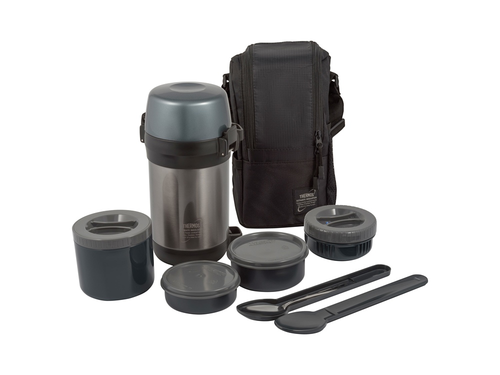 Термос из нерж.стали с пластиковыми контейнерами и ложкой тм THERMOS JLS-1601 Food 1.6L, серый-0
