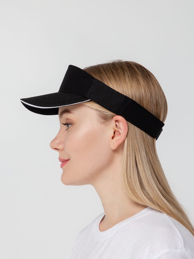 Козырек Active, черный с белым кантом-5