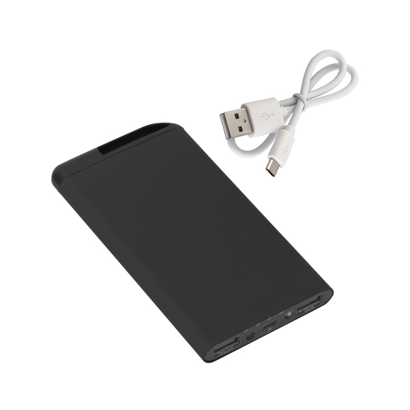 Зарядное устройство "Theta", 6000 mAh, 2 выхода USB, покрытие soft touch-1