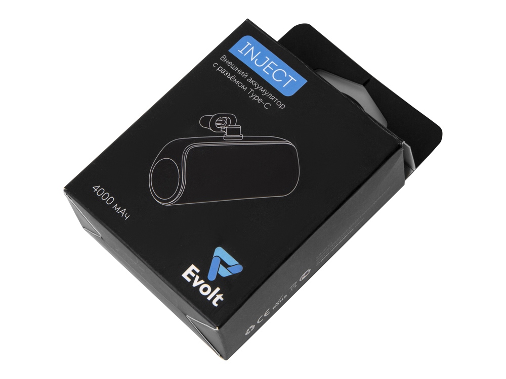 Внешний аккумулятор с разъёмом Type-C Inject, 4000 mAh, черный-10