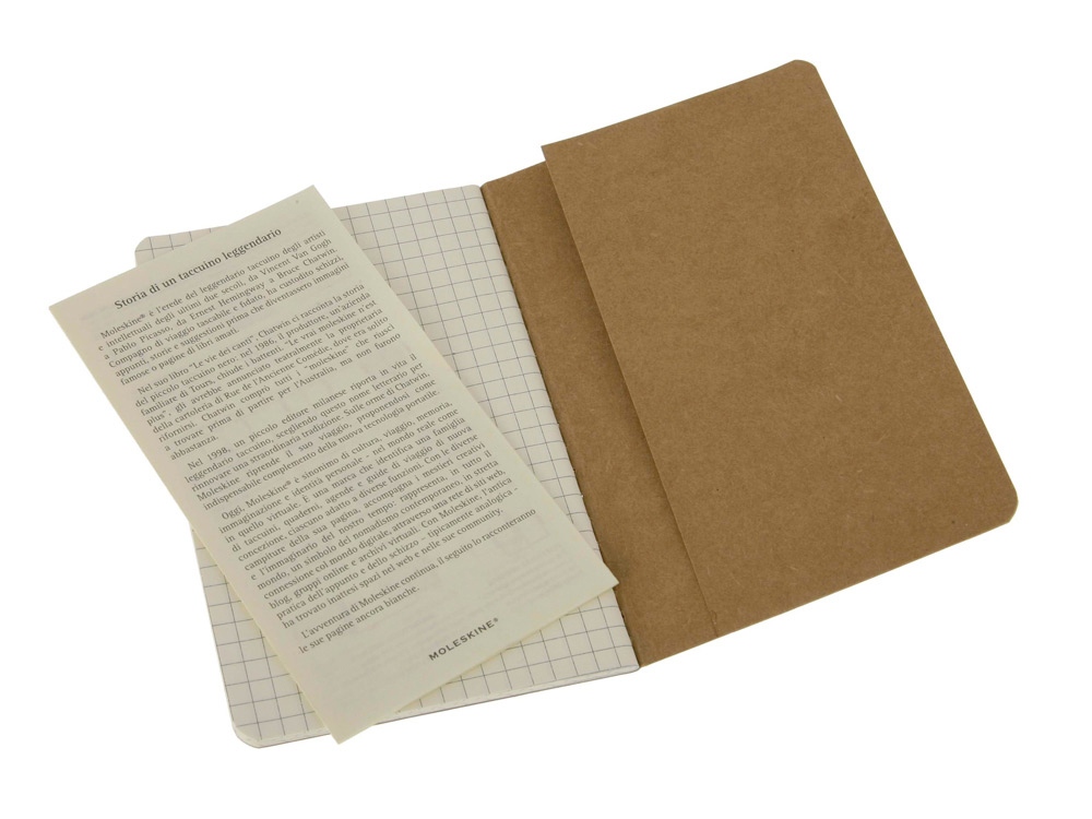 Записная книжка Moleskine Cahier (в клетку, 3 шт.), Pocket (9х14см), бежевый-2