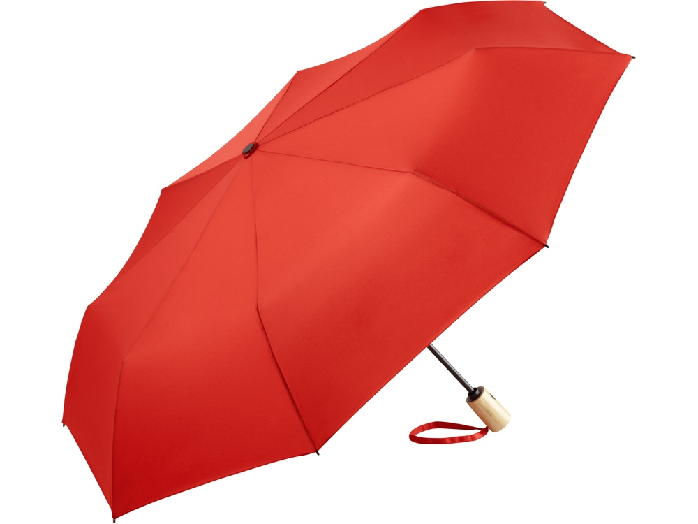 Зонт складной 5429 ÖkoBrella из бамбука, полуавтомат, красный-0