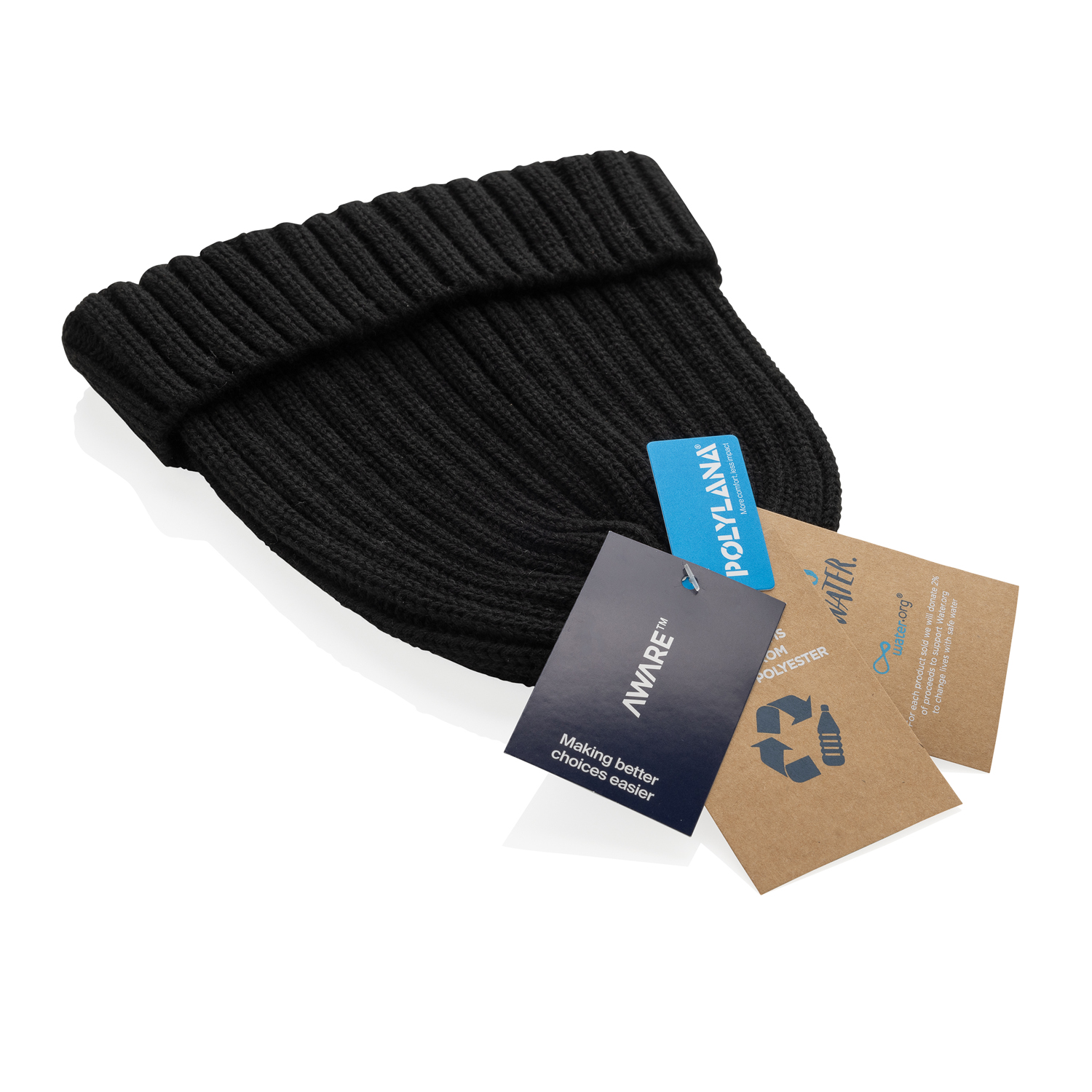 Вязаная шапка с отворотом Kennedi из Polylana® AWARE™-1