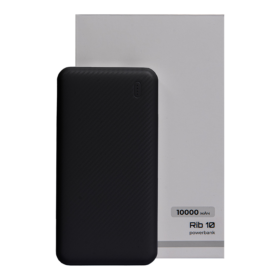Универсальный аккумулятор Rib 10 (10000 мАч), черный, 13,5х6.8х1,5 см, черный-4