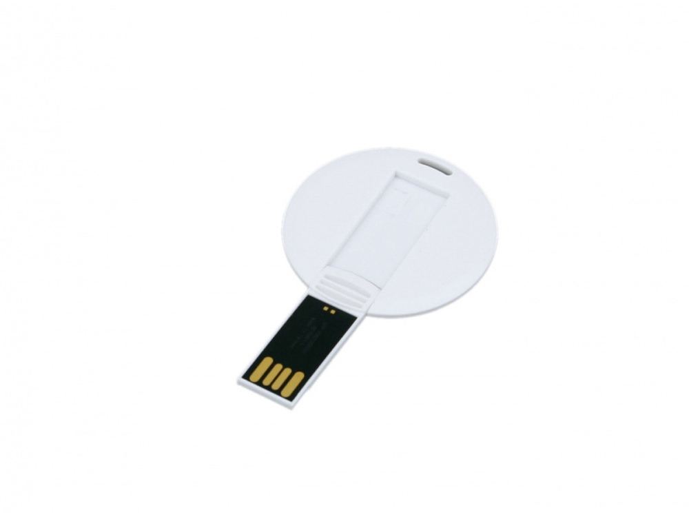 USB-флешка на 8 Гб в виде пластиковой карточки круглой формы, белый-1