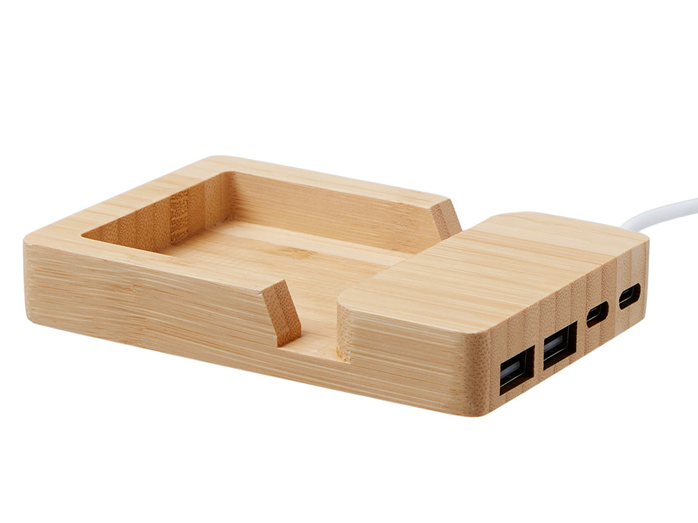 USB хаб Memo, 2*USB, 2*Type C, бамбук-8