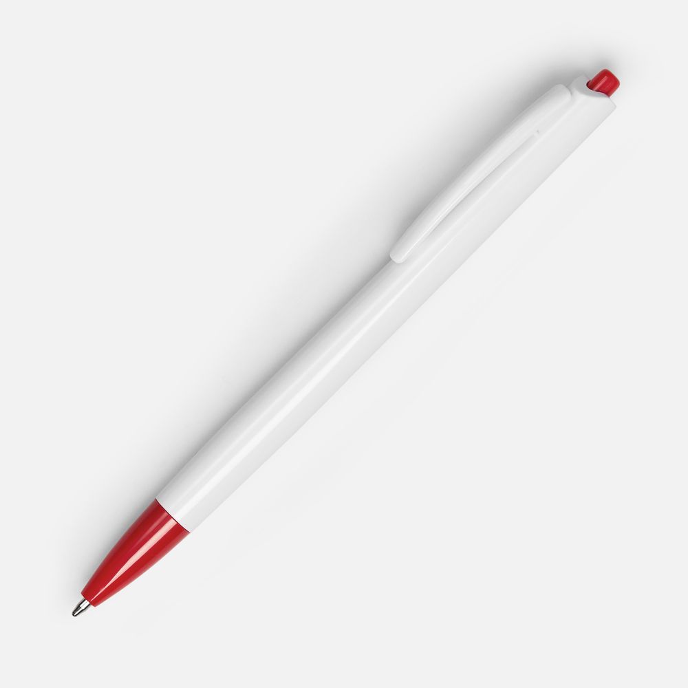 Ручка шариковая Tick, белая с красным-0
