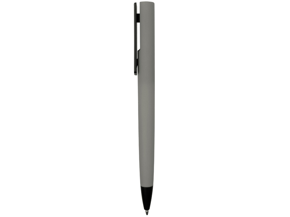 Ручка пластиковая soft-touch шариковая Taper, серый/черный-2