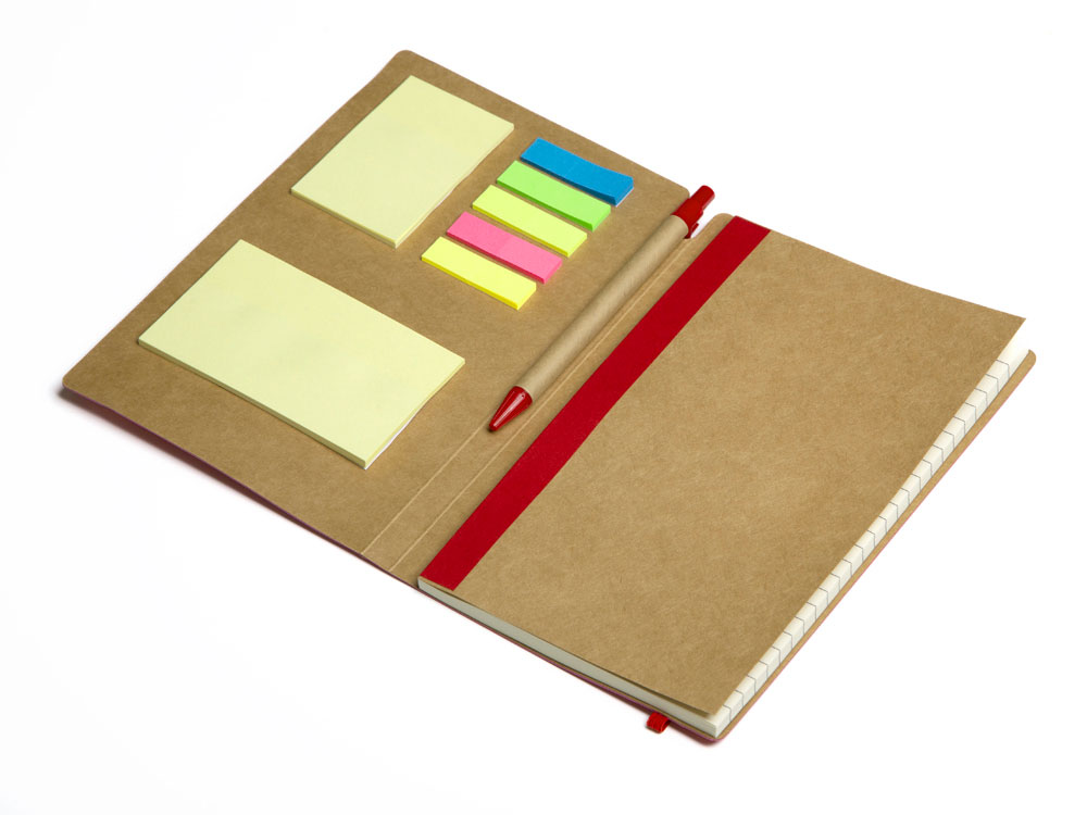 Блокнот с ручкой и набором стикеров А5 Write and stick, красный-1