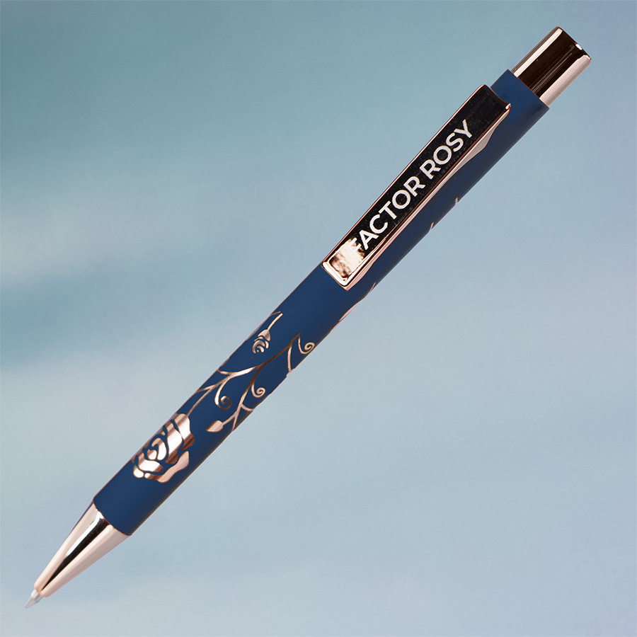Ручка шариковая FACTOR ROSY, синий, розовое золото-1
