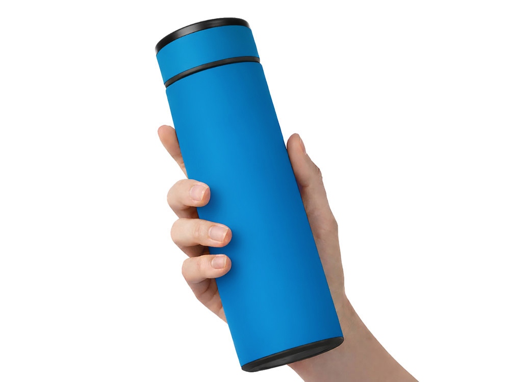 Термос Confident с покрытием soft-touch 420мл, голубой-4
