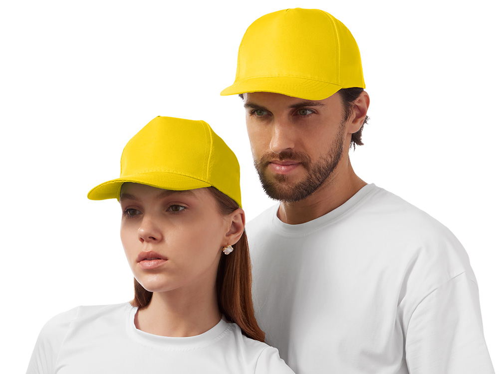 Бейсболка Poly 5-ти панельная 120 гр, желтый-1
