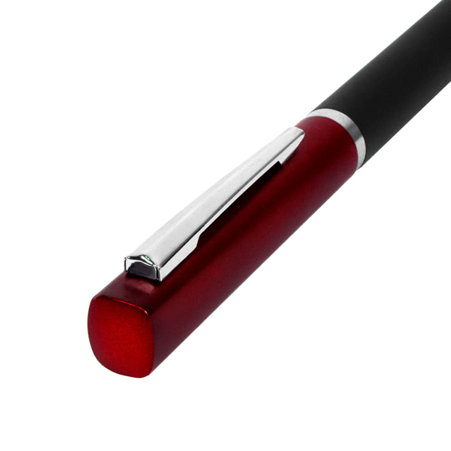 Ручка шариковая M1, пластик, металл, покрытие soft touch, красный, черный-1