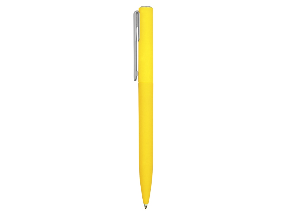 Ручка шариковая пластиковая Bon с покрытием soft touch, желтый-2