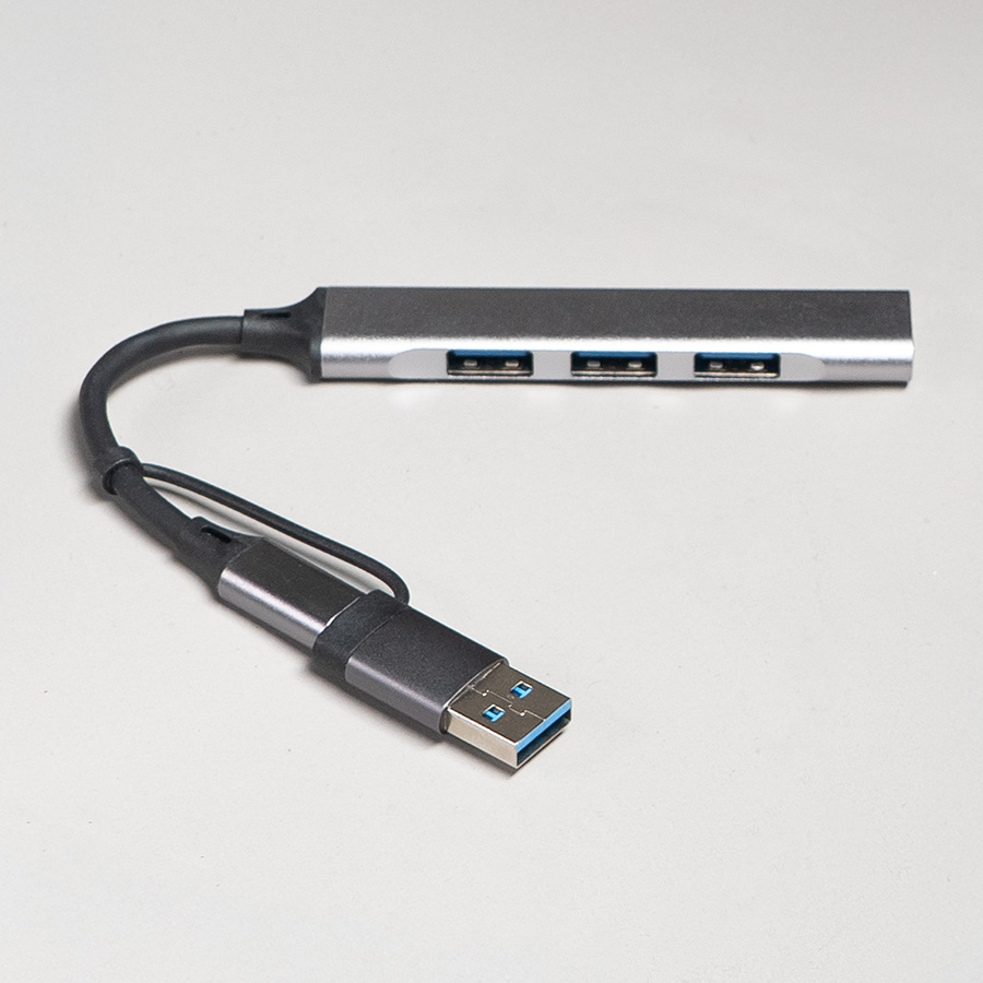 USB-хаб BRANCH 4 в 1, серый, алюминий, серый-1
