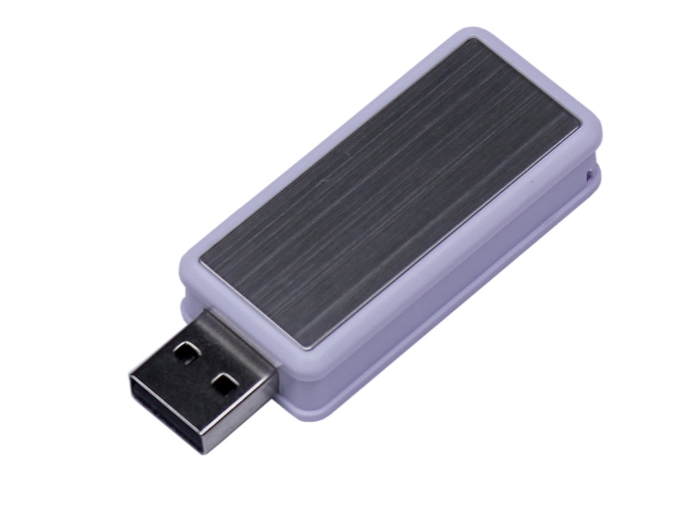 USB-флешка промо на 64 Гб прямоугольной формы, выдвижной механизм, белый-0