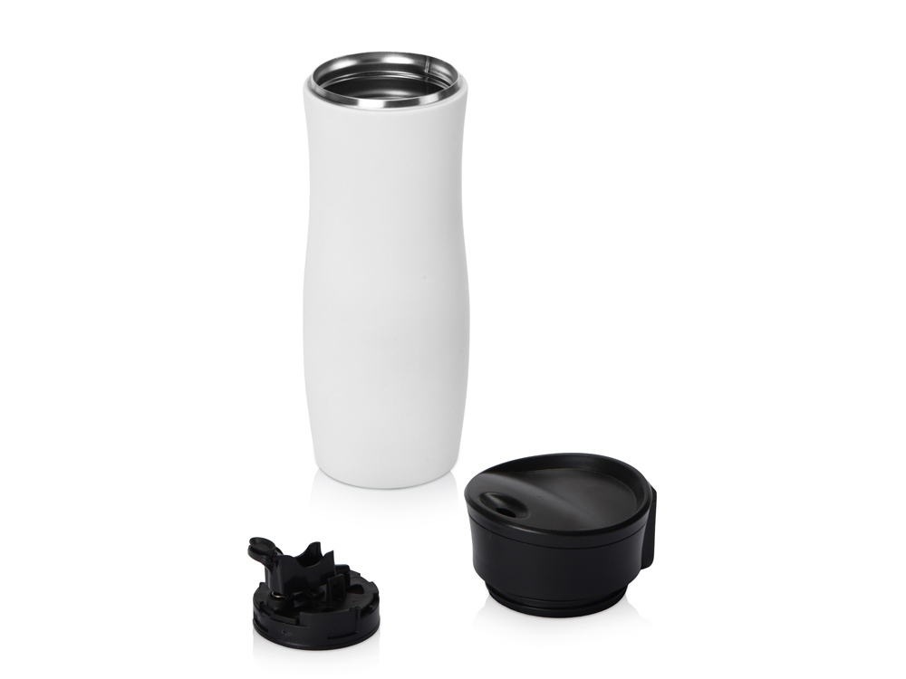 Вакуумная термокружка с кнопкой Streamline, Waterline, soft-touch, белый-2