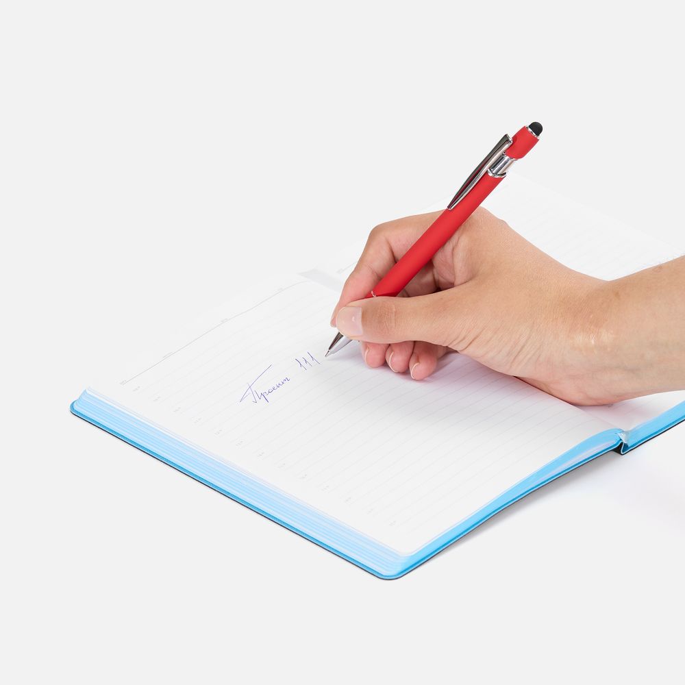 Ручка шариковая Pointer Soft Touch со стилусом, красная-3