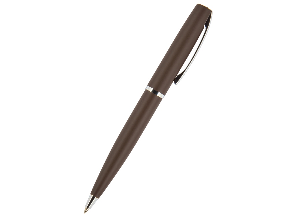 Ручка Sienna шариковая  автоматическая, коричневый металлический корпус soft-touch, 1.0 мм, синяя-0