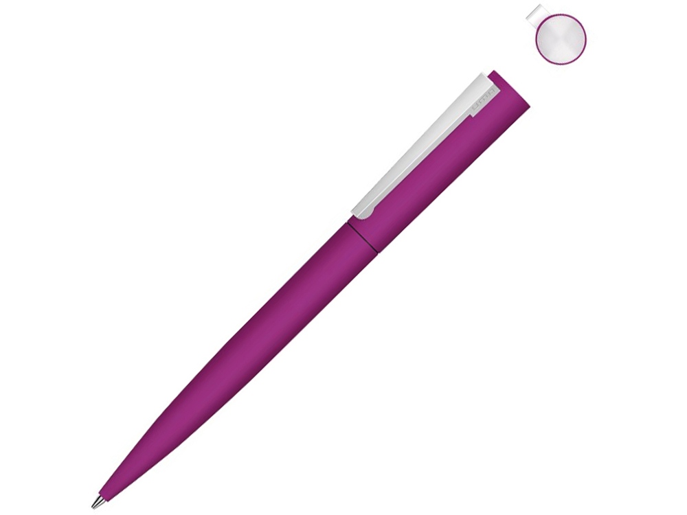 Металлическая шариковая ручка soft touch Brush gum, розовый-0